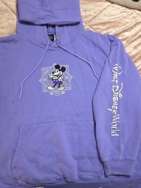Disney Lavender Crewneck Hoodie with Mickey Graphic